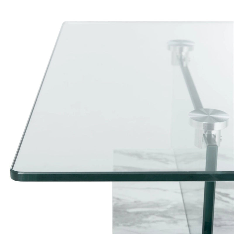 Clear Glass & Wood Shelf Modern Coffee Table, 1-Piece, Multiple Colors