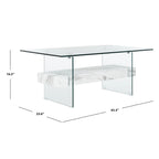 Clear Glass & Wood Shelf Modern Coffee Table, 1-Piece, Multiple Colors