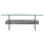 Clear Glass & Wood Shelf Modern Coffee Table, 1-Piece, Multiple Colors