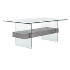 Clear Glass & Wood Shelf Modern Coffee Table, 1-Piece, Multiple Colors
