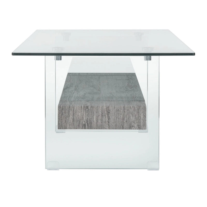 Clear Glass & Wood Shelf Modern Coffee Table, 1-Piece, Multiple Colors