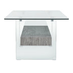 Clear Glass & Wood Shelf Modern Coffee Table, 1-Piece, Multiple Colors