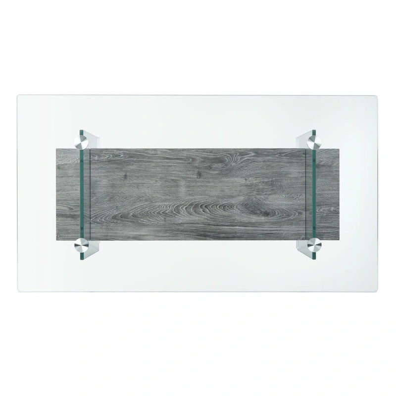 Clear Glass & Wood Shelf Modern Coffee Table, 1-Piece, Multiple Colors