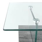 Clear Glass & Wood Shelf Modern Coffee Table, 1-Piece, Multiple Colors