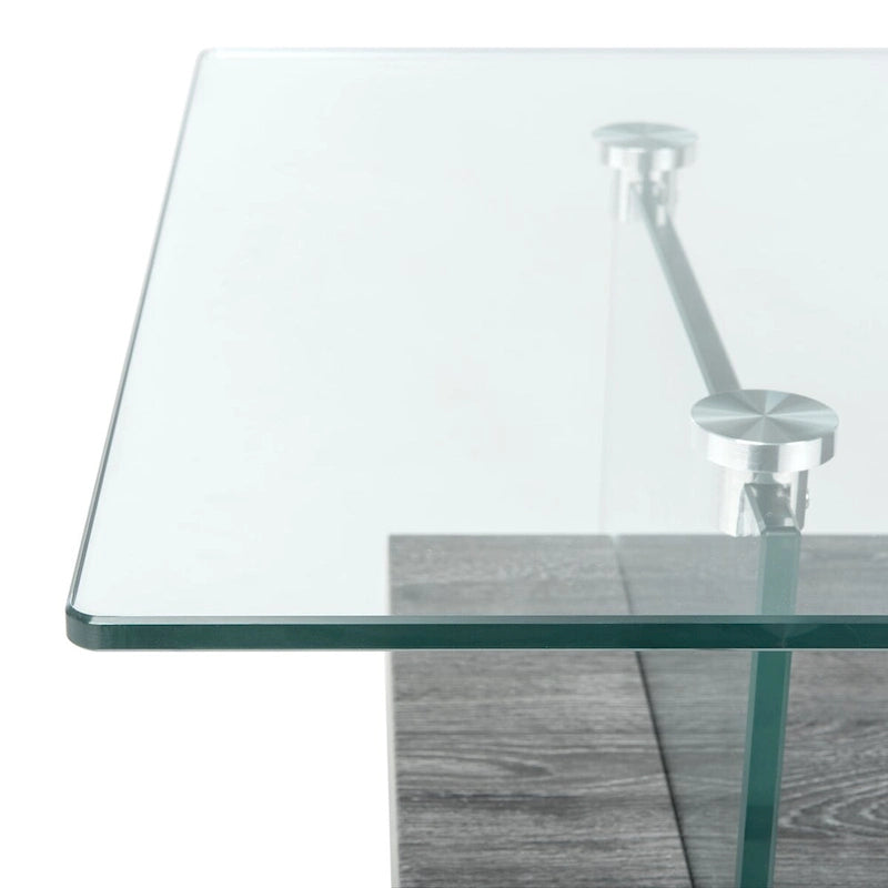 Clear Glass & Wood Shelf Modern Coffee Table, 1-Piece, Multiple Colors