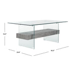 Clear Glass & Wood Shelf Modern Coffee Table, 1-Piece, Multiple Colors