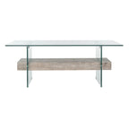 Clear Glass & Wood Shelf Modern Coffee Table, 1-Piece, Multiple Colors
