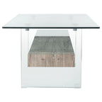 Clear Glass & Wood Shelf Modern Coffee Table, 1-Piece, Multiple Colors