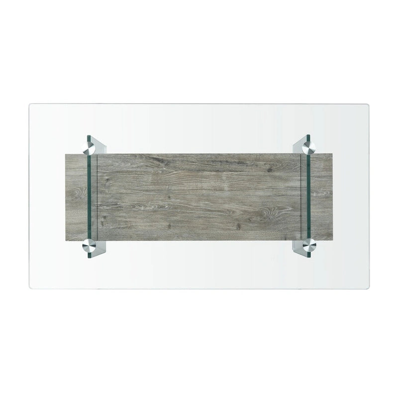 Clear Glass & Wood Shelf Modern Coffee Table, 1-Piece, Multiple Colors