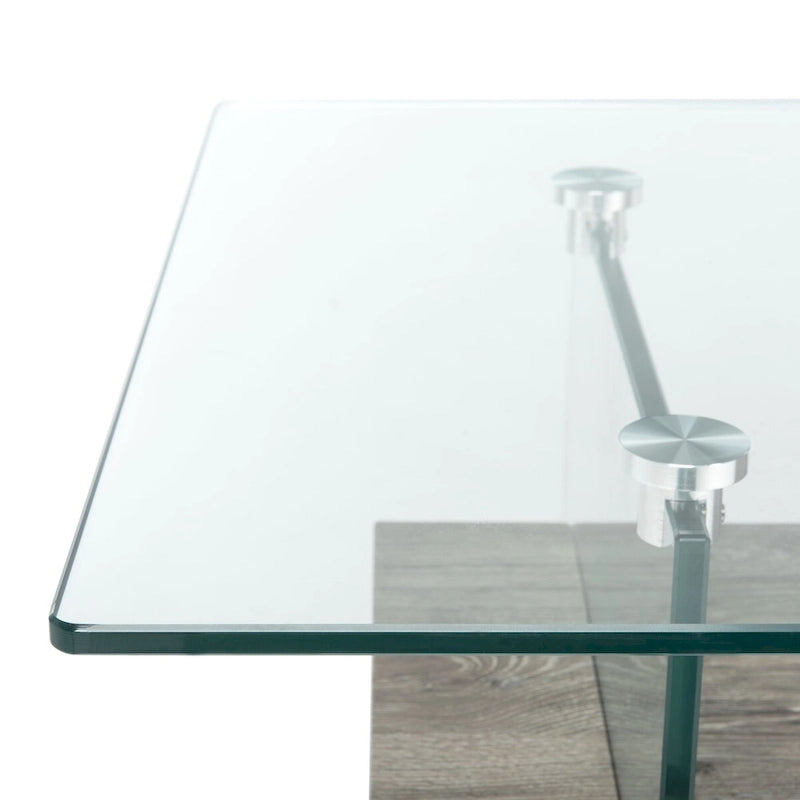 Clear Glass & Wood Shelf Modern Coffee Table, 1-Piece, Multiple Colors