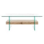 Clear Glass & Wood Shelf Modern Coffee Table, 1-Piece, Multiple Colors