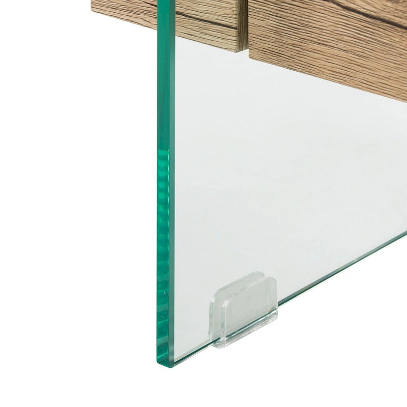 Clear Glass & Wood Shelf Modern Coffee Table, 1-Piece, Multiple Colors