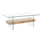 Clear Glass & Wood Shelf Modern Coffee Table, 1-Piece, Multiple Colors