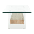 Clear Glass & Wood Shelf Modern Coffee Table, 1-Piece, Multiple Colors