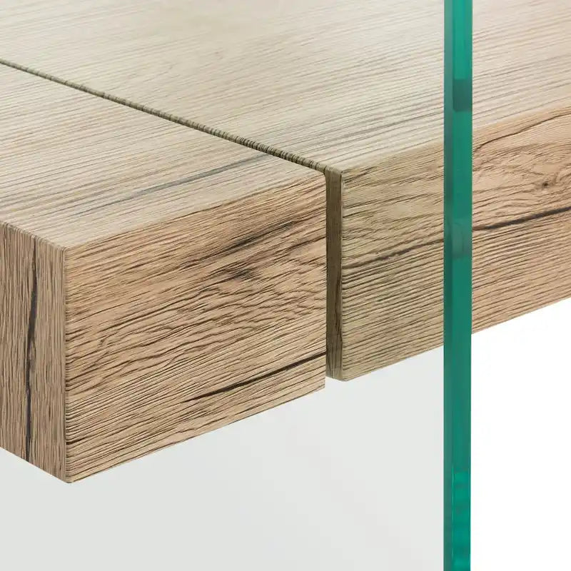 Clear Glass & Wood Shelf Modern Coffee Table, 1-Piece, Multiple Colors