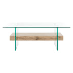 Clear Glass & Wood Shelf Modern Coffee Table, 1-Piece, Multiple Colors