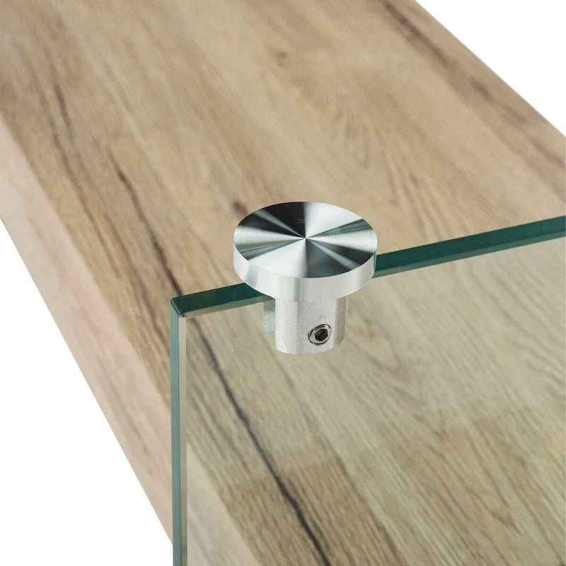 Clear Glass & Wood Shelf Modern Coffee Table, 1-Piece, Multiple Colors