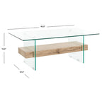 Clear Glass & Wood Shelf Modern Coffee Table, 1-Piece, Multiple Colors