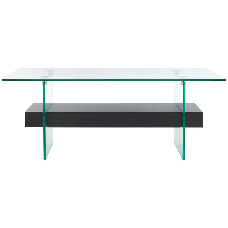 Clear Glass & Wood Shelf Modern Coffee Table, 1-Piece, Multiple Colors