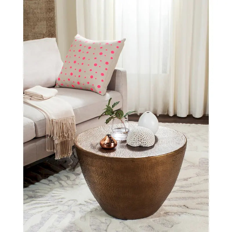 SAFAVIEH Carleen Drum Coffee Table - 24  W x 24  D x 16  H - 24Wx24Dx16H
