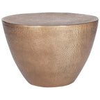 Drum Coffee Table, Matte Black / Brass, Moroccan Style, 24"W × 24"D × 16"H