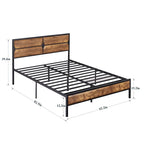 Rustic Brown / Black / Slate Industrial Platform Bed Frame with Headboard – Twin / Full / Queen, 1-Person