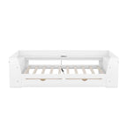 White/Gray Minimalist Twin Daybed with Storage & Charging Station, 1-Person