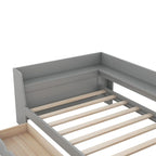 White/Gray Minimalist Twin Daybed with Storage & Charging Station, 1-Person