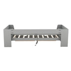 White/Gray Minimalist Twin Daybed with Storage & Charging Station, 1-Person