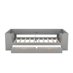White/Gray Minimalist Twin Daybed with Storage & Charging Station, 1-Person