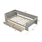 White/Gray Minimalist Twin Daybed with Storage & Charging Station, 1-Person