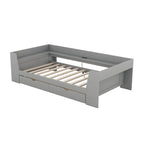 White/Gray Minimalist Twin Daybed with Storage & Charging Station, 1-Person