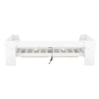 White/Gray Minimalist Twin Daybed with Storage & Charging Station, 1-Person
