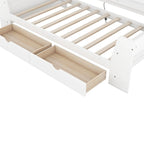 White/Gray Minimalist Twin Daybed with Storage & Charging Station, 1-Person