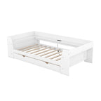 White/Gray Minimalist Twin Daybed with Storage & Charging Station, 1-Person