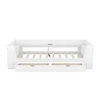 White/Gray Minimalist Twin Daybed with Storage & Charging Station, 1-Person