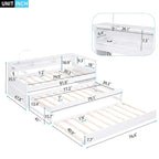 Grey/White Wood Daybed with 2 Trundles, Sleeps 3, USB Charging & LED Light