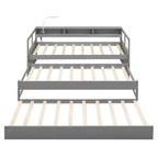Grey/White Wood Daybed with 2 Trundles, Sleeps 3, USB Charging & LED Light