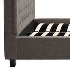 Grey Queen Bed, Button Tufted Upholstered Rolled Back, 1-Person