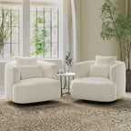 Beige / Navy Blue / Grey / Wheat Swivel Barrel Accent Chair, Set of 2
