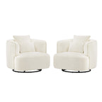 Beige / Navy Blue / Grey / Wheat Swivel Barrel Accent Chair, Set of 2