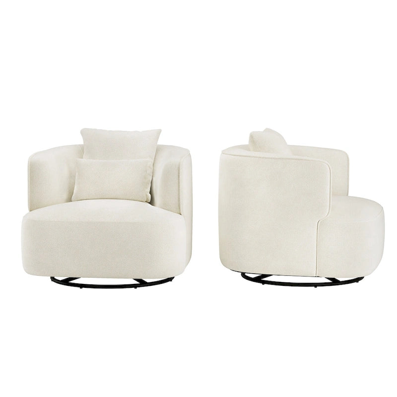 Beige / Navy Blue / Grey / Wheat Swivel Barrel Accent Chair, Set of 2