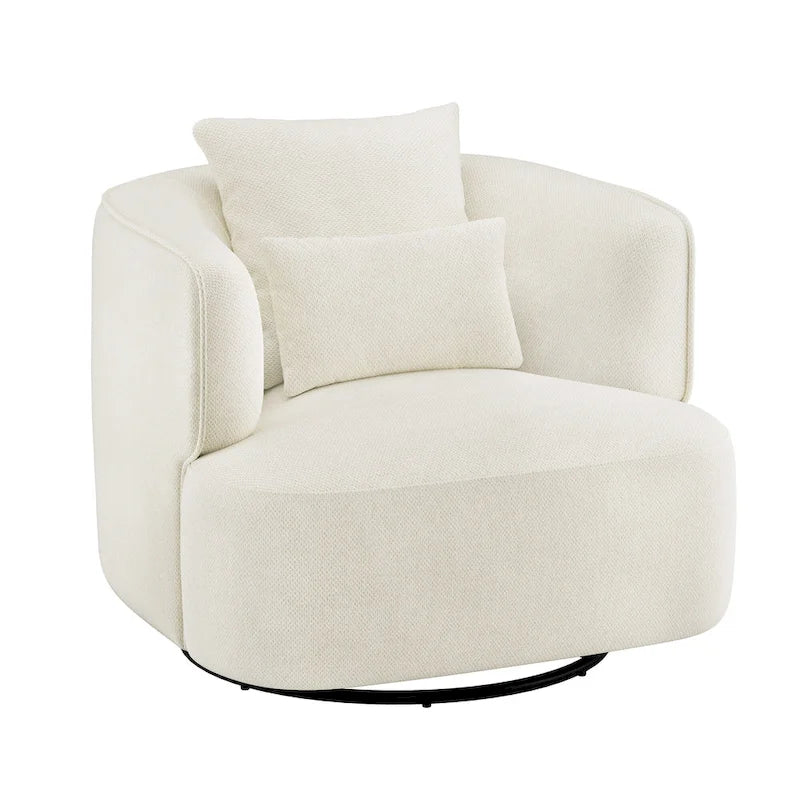 Beige / Navy Blue / Grey / Wheat Swivel Barrel Accent Chair, Set of 2