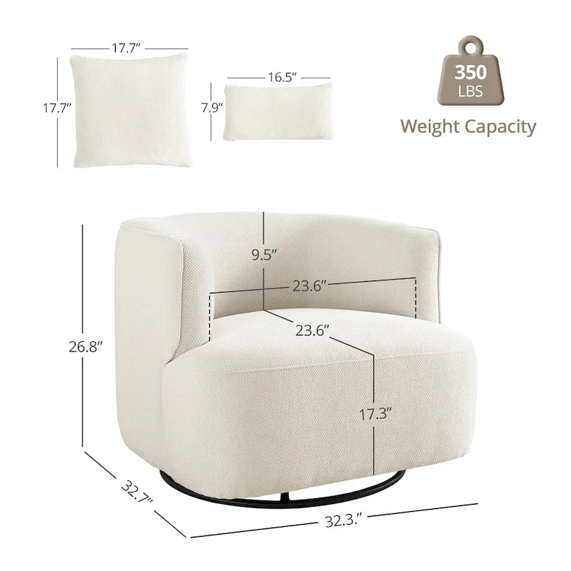Beige / Navy Blue / Grey / Wheat Swivel Barrel Accent Chair, Set of 2