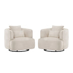 Beige / Navy Blue / Grey / Wheat Swivel Barrel Accent Chair, Set of 2