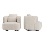 Beige / Navy Blue / Grey / Wheat Swivel Barrel Accent Chair, Set of 2
