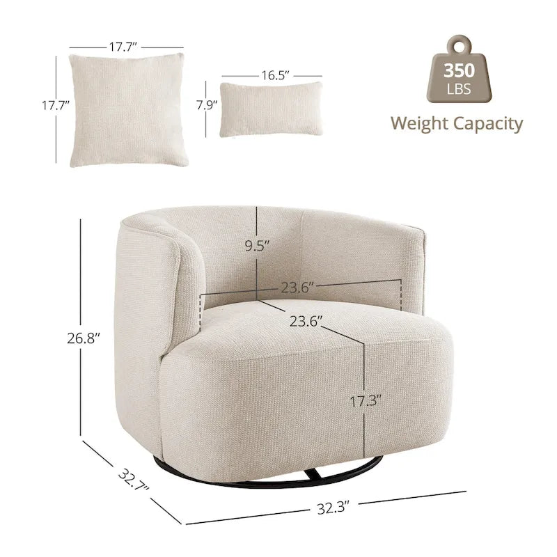 Beige / Navy Blue / Grey / Wheat Swivel Barrel Accent Chair, Set of 2