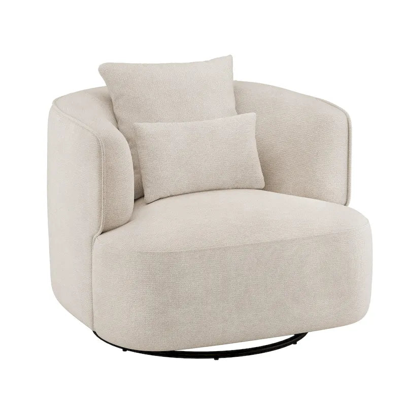Beige / Navy Blue / Grey / Wheat Swivel Barrel Accent Chair, Set of 2