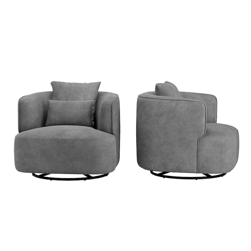 Beige / Navy Blue / Grey / Wheat Swivel Barrel Accent Chair, Set of 2