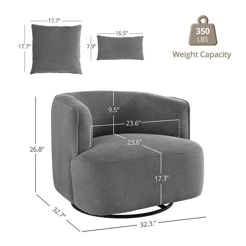 Beige / Navy Blue / Grey / Wheat Swivel Barrel Accent Chair, Set of 2